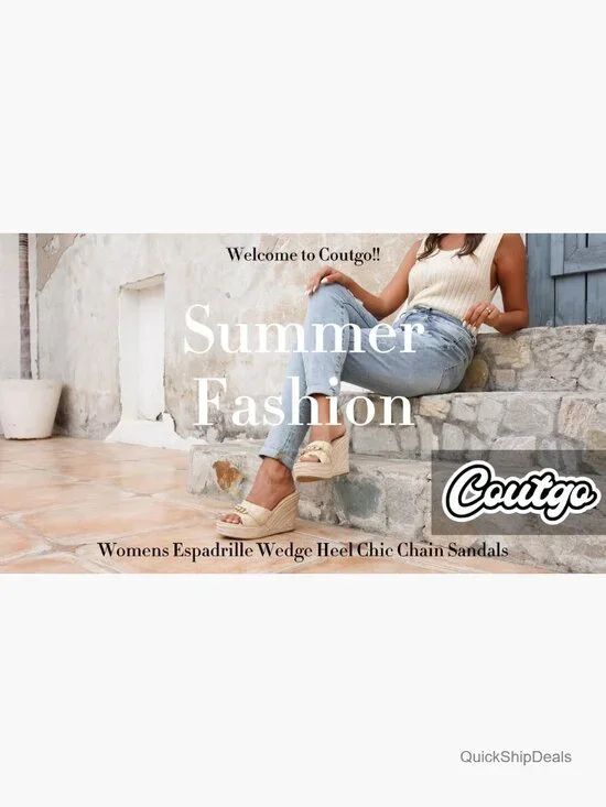 Wedge Sandals Platform Espadrille Heel Chain Slip On Casual Summer Slides - Picture 7 of 7